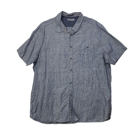 Ted Baker Shirt Mens 7 Storm White Linen Blend Button Up Short Sleeve Pocket - Picture 1 of 9